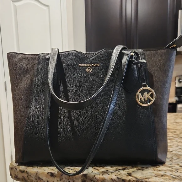 Michael Kors Black and Brown Tote Bag - Picture 1 of 9